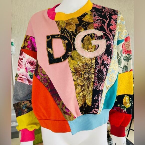 Dolce & Gabbana Quilted Embroidered Logo Iconic Sweatshirt Sweater 36 - Picture 4 of 12